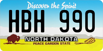 ND license plate HBH990