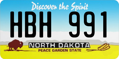 ND license plate HBH991