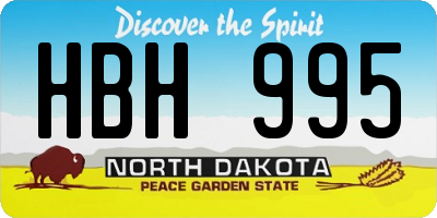 ND license plate HBH995