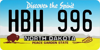 ND license plate HBH996