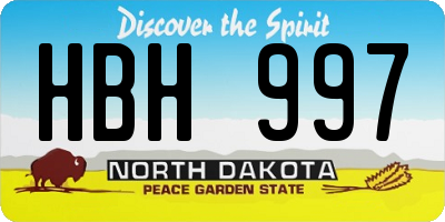 ND license plate HBH997