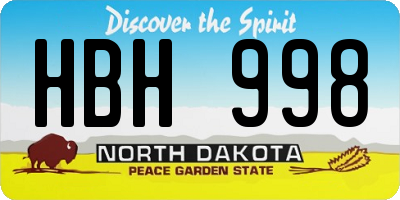 ND license plate HBH998