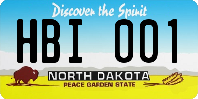 ND license plate HBI001