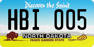 ND license plate HBI005