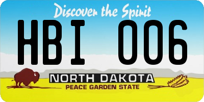 ND license plate HBI006