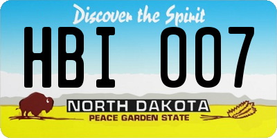ND license plate HBI007