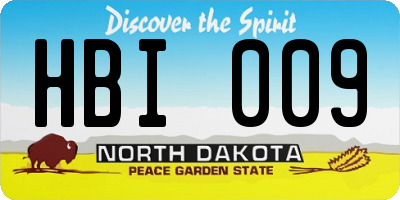 ND license plate HBI009