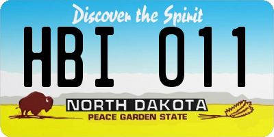 ND license plate HBI011