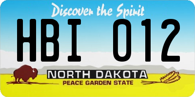 ND license plate HBI012