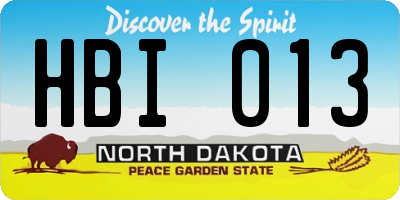ND license plate HBI013