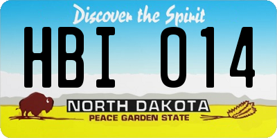 ND license plate HBI014