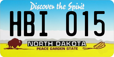 ND license plate HBI015