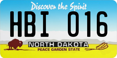 ND license plate HBI016