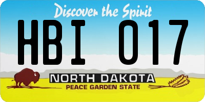 ND license plate HBI017