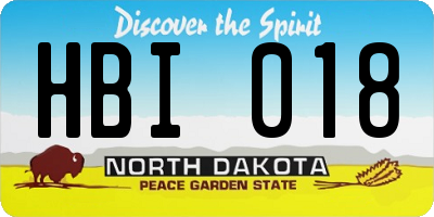 ND license plate HBI018