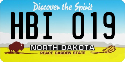 ND license plate HBI019