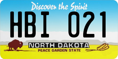 ND license plate HBI021