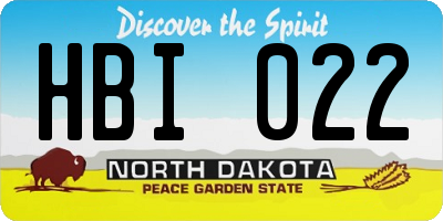 ND license plate HBI022