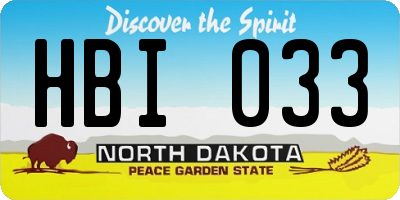 ND license plate HBI033