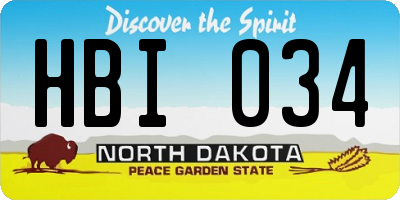 ND license plate HBI034