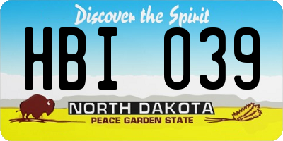 ND license plate HBI039