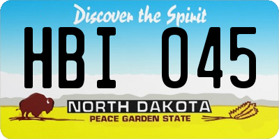 ND license plate HBI045