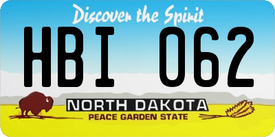 ND license plate HBI062