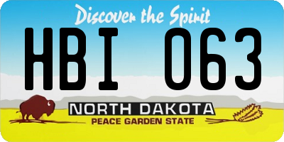 ND license plate HBI063