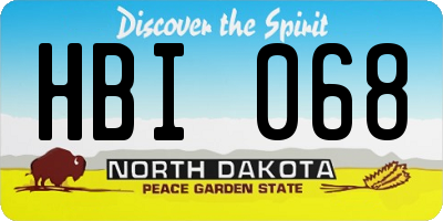 ND license plate HBI068