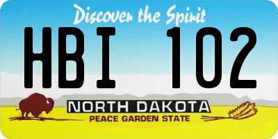 ND license plate HBI102