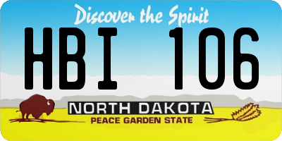 ND license plate HBI106