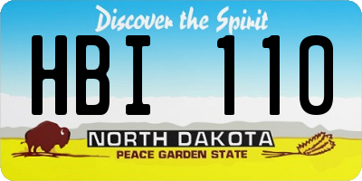 ND license plate HBI110