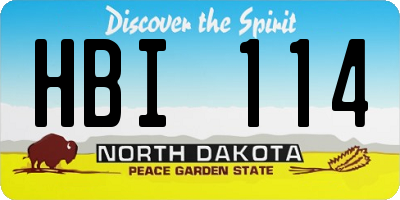 ND license plate HBI114