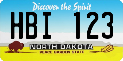 ND license plate HBI123