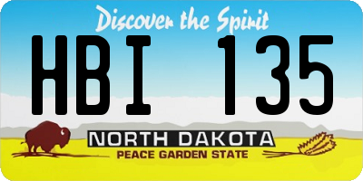 ND license plate HBI135