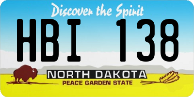 ND license plate HBI138