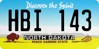 ND license plate HBI143