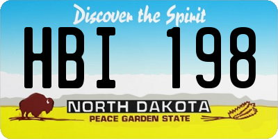 ND license plate HBI198