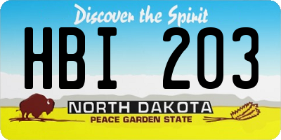 ND license plate HBI203