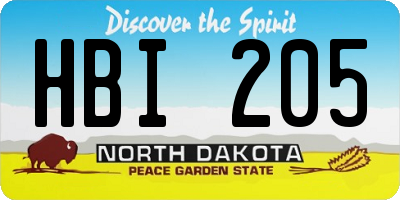 ND license plate HBI205