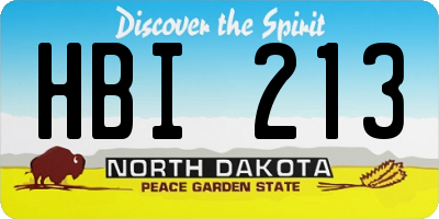 ND license plate HBI213