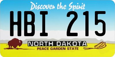 ND license plate HBI215