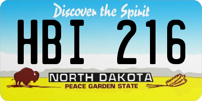 ND license plate HBI216