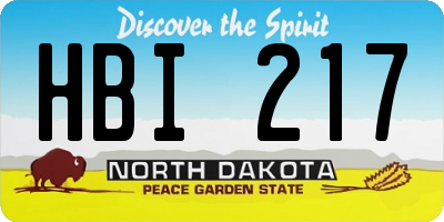 ND license plate HBI217