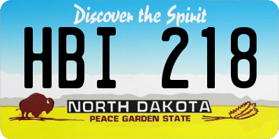 ND license plate HBI218