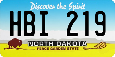 ND license plate HBI219