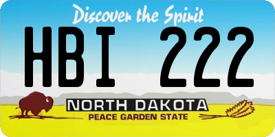 ND license plate HBI222