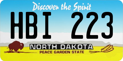 ND license plate HBI223