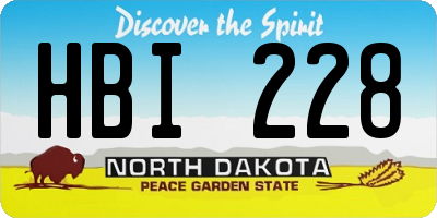 ND license plate HBI228