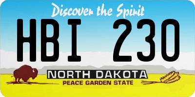 ND license plate HBI230